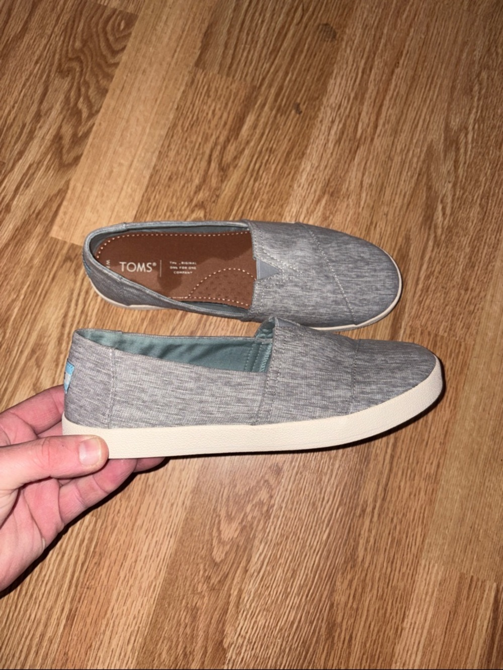 TOMS Light Grey Canvas Slip-On Loafers for Men